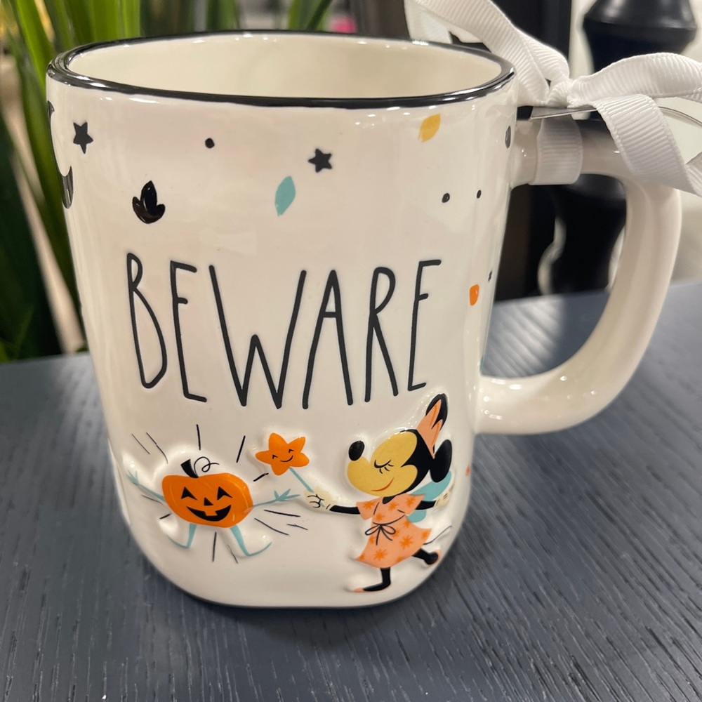 Disney Halloween Minnie Mouse Fairy GodmotherTinker Bell Beware Rae Dunn Mug NWT